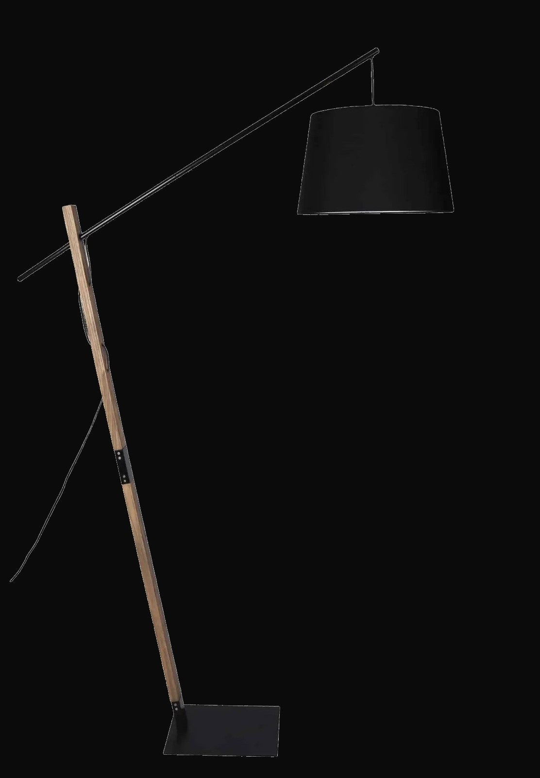 Lampadaire 74,5 po, bois et accents noirs