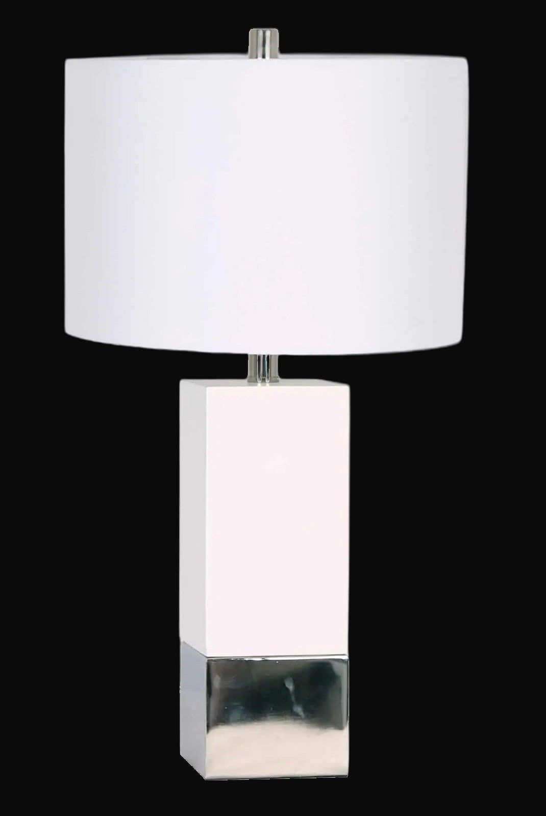 Lampe de table 26 po, blanc et chrome