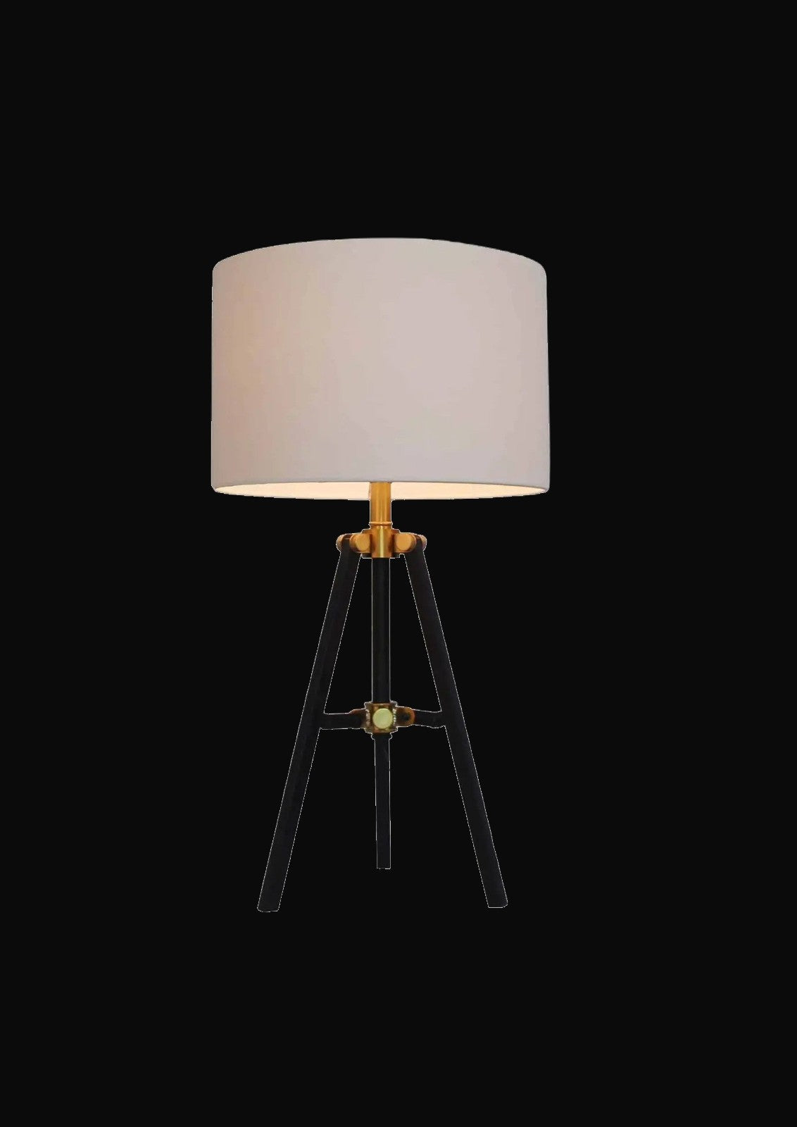 Lampe de table trépied 26 po, noir mat et or