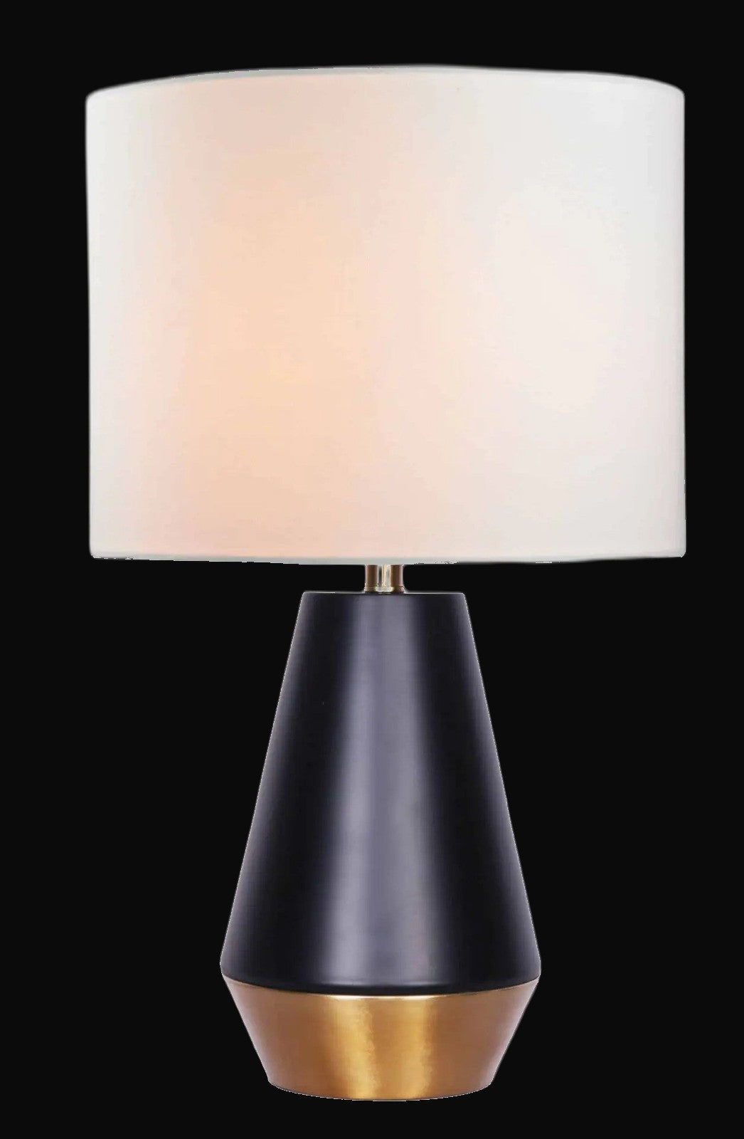 Lampe de table 26 po H, noir mat et or