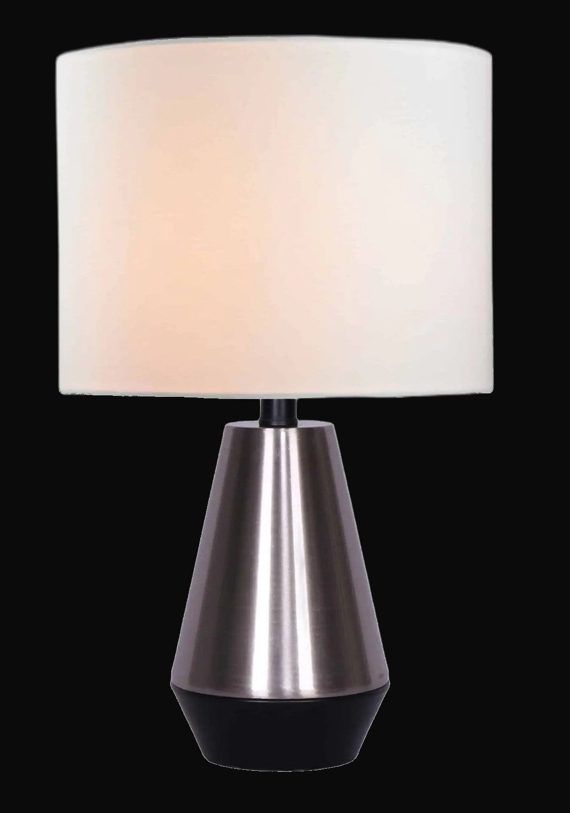 Lampe de table 18 po H, noir mat et acier brossé