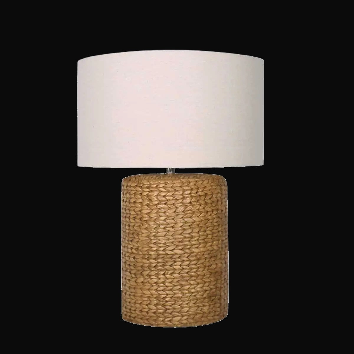 Lampe de table en ciment 26 po H, motif faux rotin