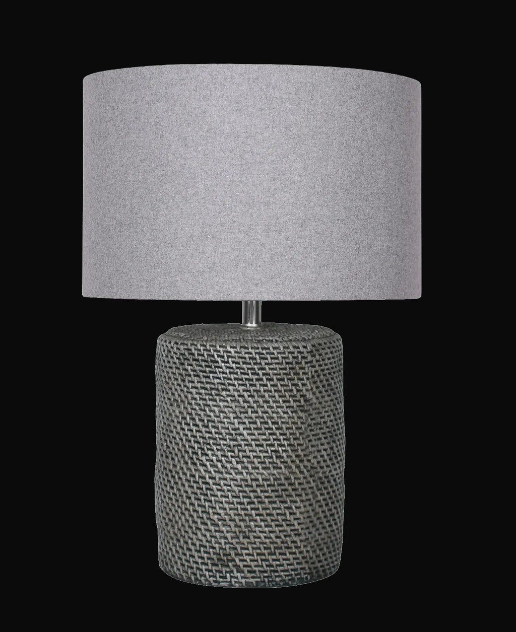 Lampe de table en ciment 26 po H, motif faux rotin