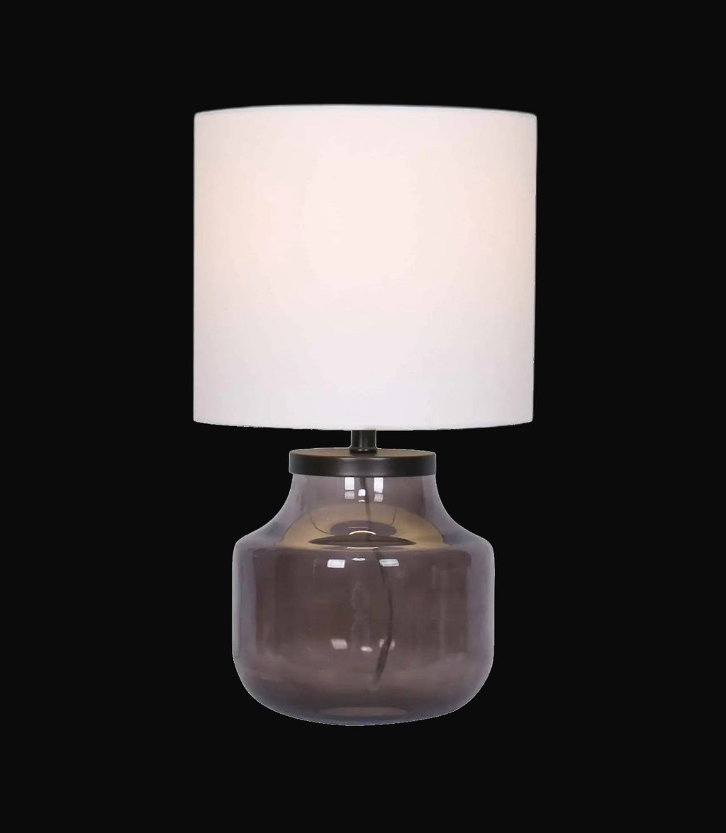 Lampe de table en verre fumé gris 19 po H