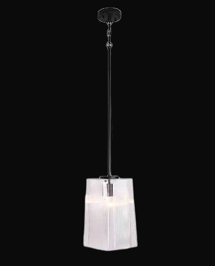 Suspension ajustable en verre gravé carré – noir mat