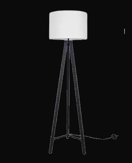 Lampadaire trépied en métal noir givré 63 po H