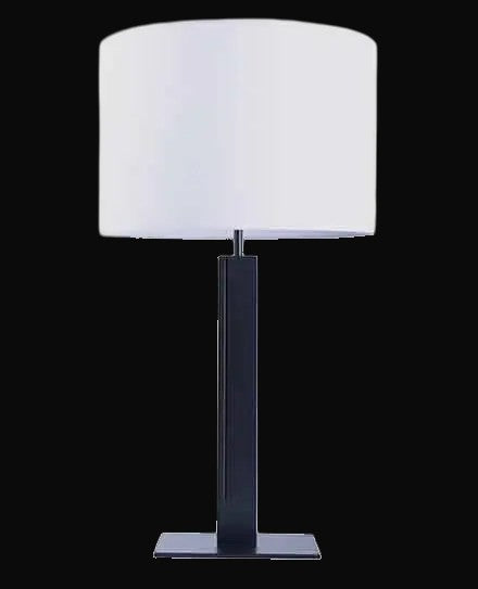 Lampe de table colonne en métal gravé 26 po H – noir mat