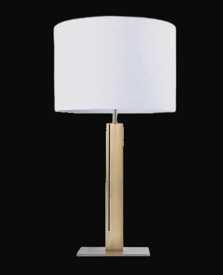 Lampe de table colonne en métal gravé 26 po H – or brossé