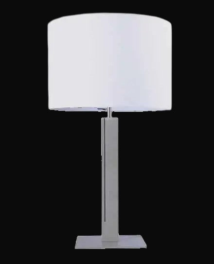 Lampe de table colonne en métal gravé 26 po H – acier brossé