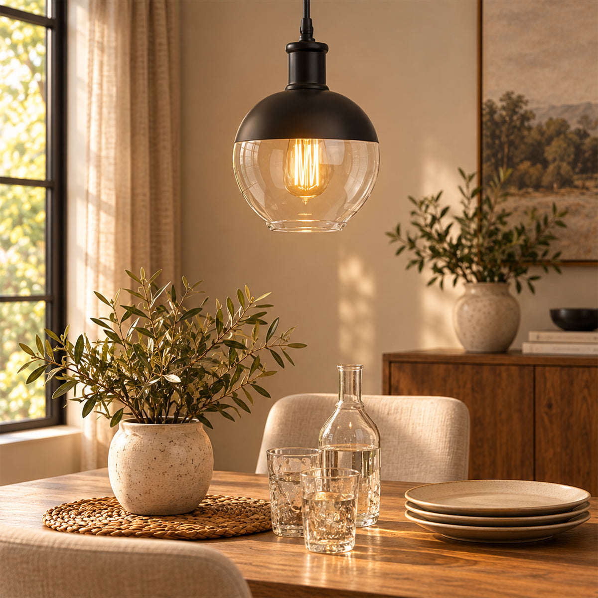Mini-suspension Vesta – verre clair, noir – photo 2