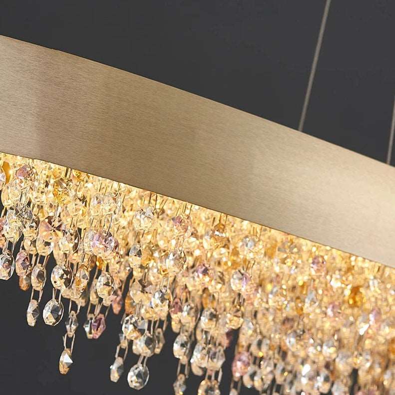 Lustre linéaire Alleri en cristal or brossé – vue 4