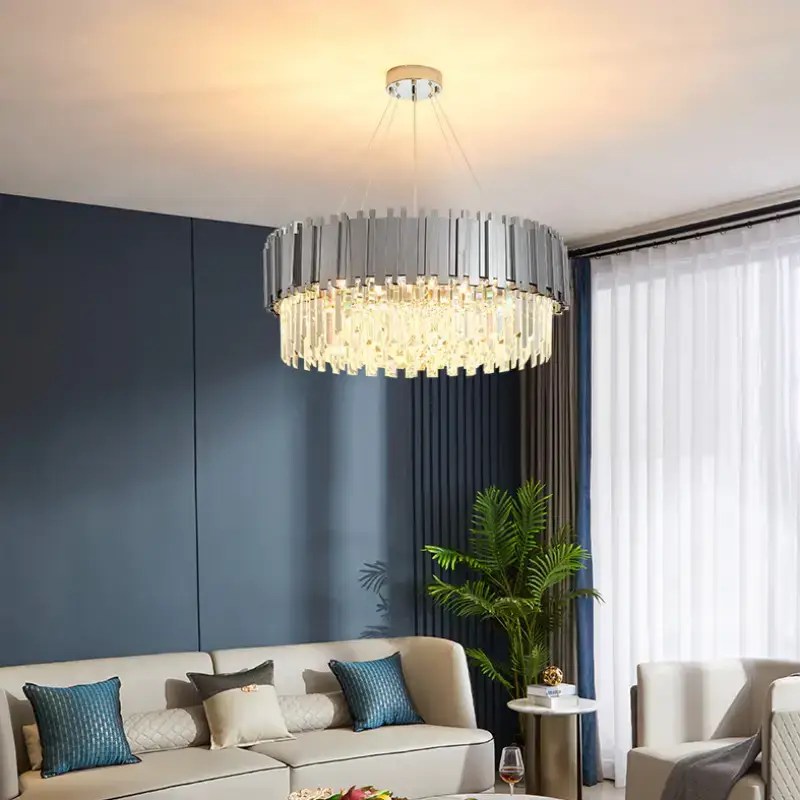 Lustre suspendu Gio en cristal chrome poli, suspension par câble – vue 2