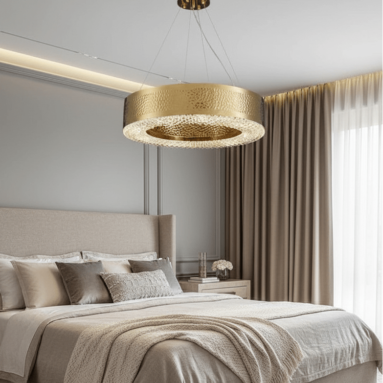Lustre Alleri en cristal, or martelé – vue 2