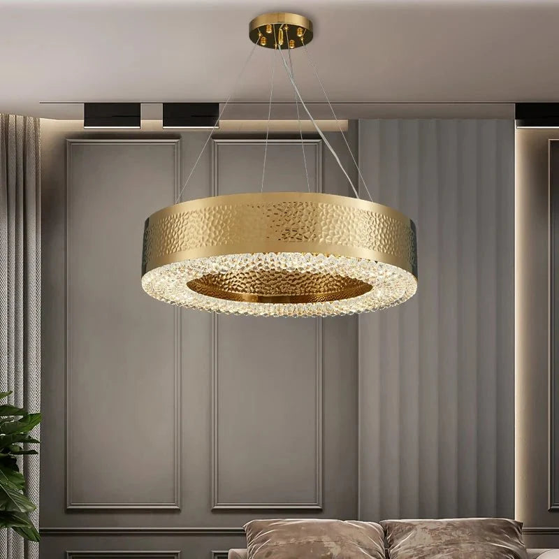 Lustre Alleri en cristal, or martelé