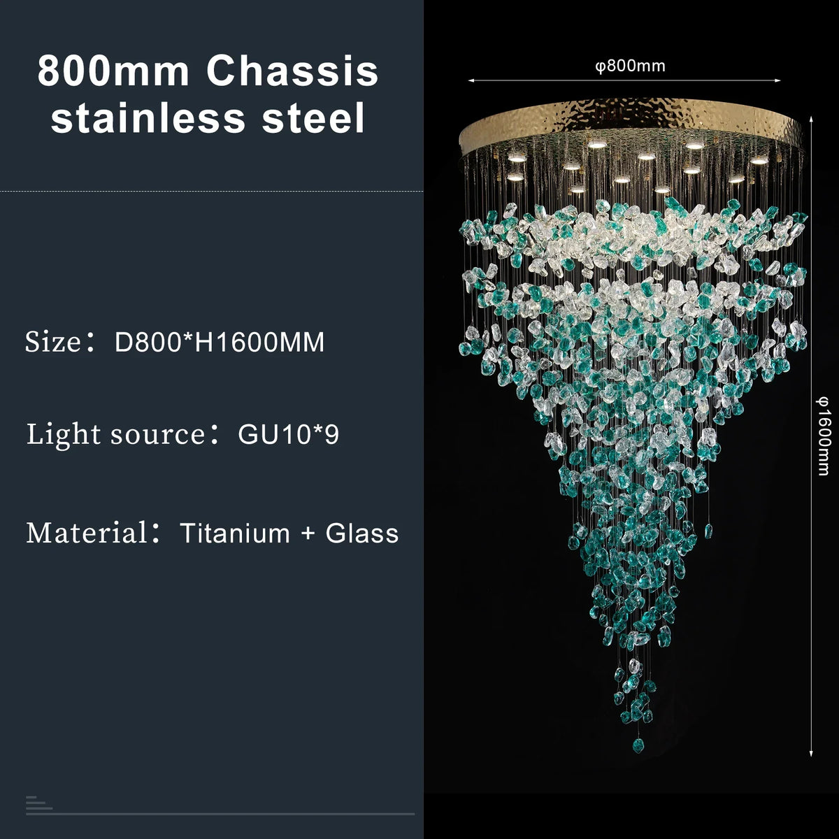 Lustre de hall d'entrée Verde en cristal – vue 6