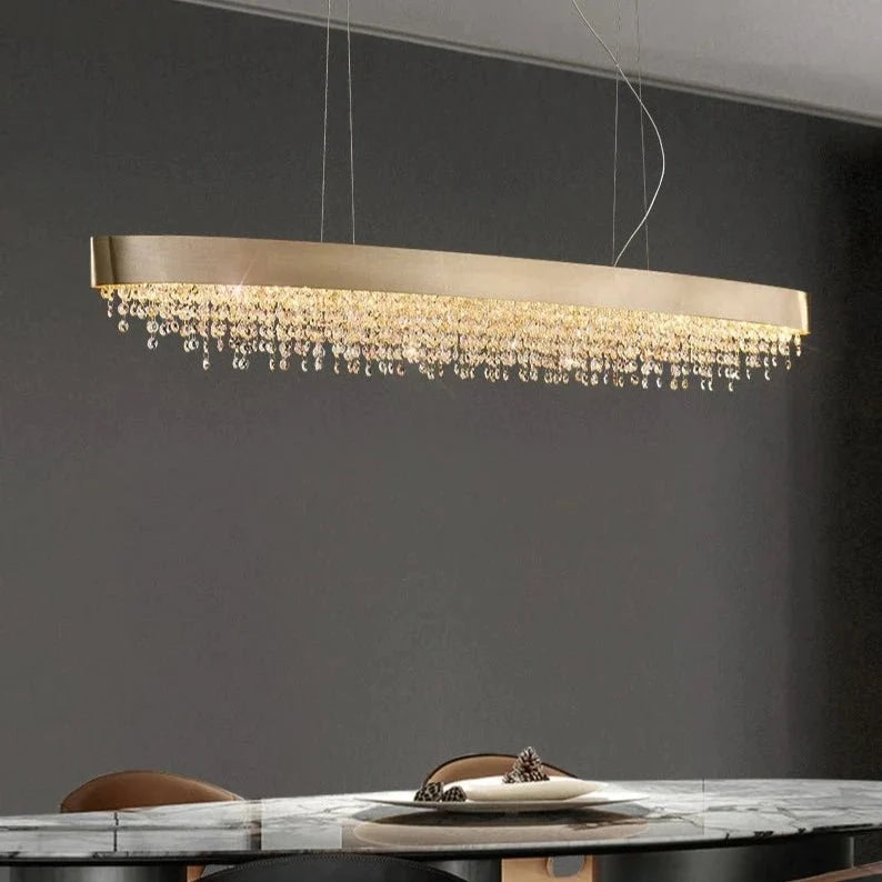 Lustre linéaire Alleri en cristal or brossé – vue 2