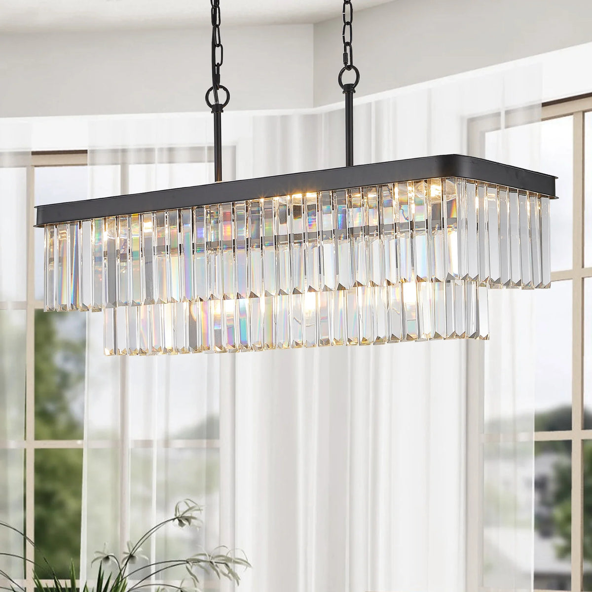 Lustre anneau Gio en cristal pour salle à manger – vue 3