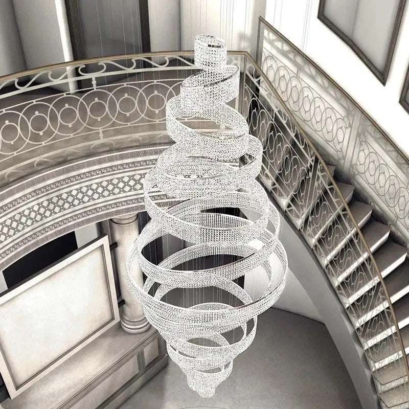 Lustre de luxe Alleri en cristal pour escalier et corridor