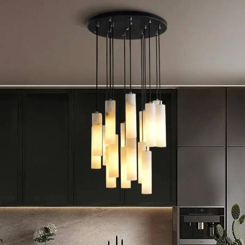 Lustre moderne 16 lumières en marbre naturel