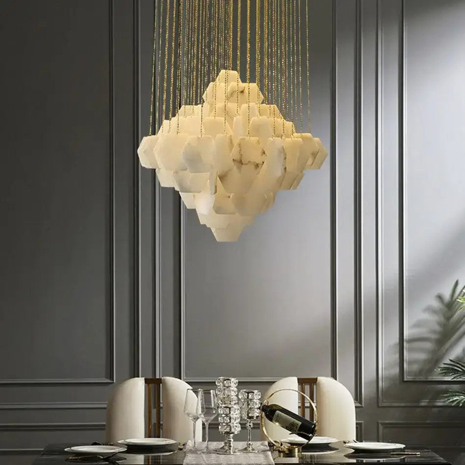 Lustre suspendu moderne Moonshade en marbre naturel