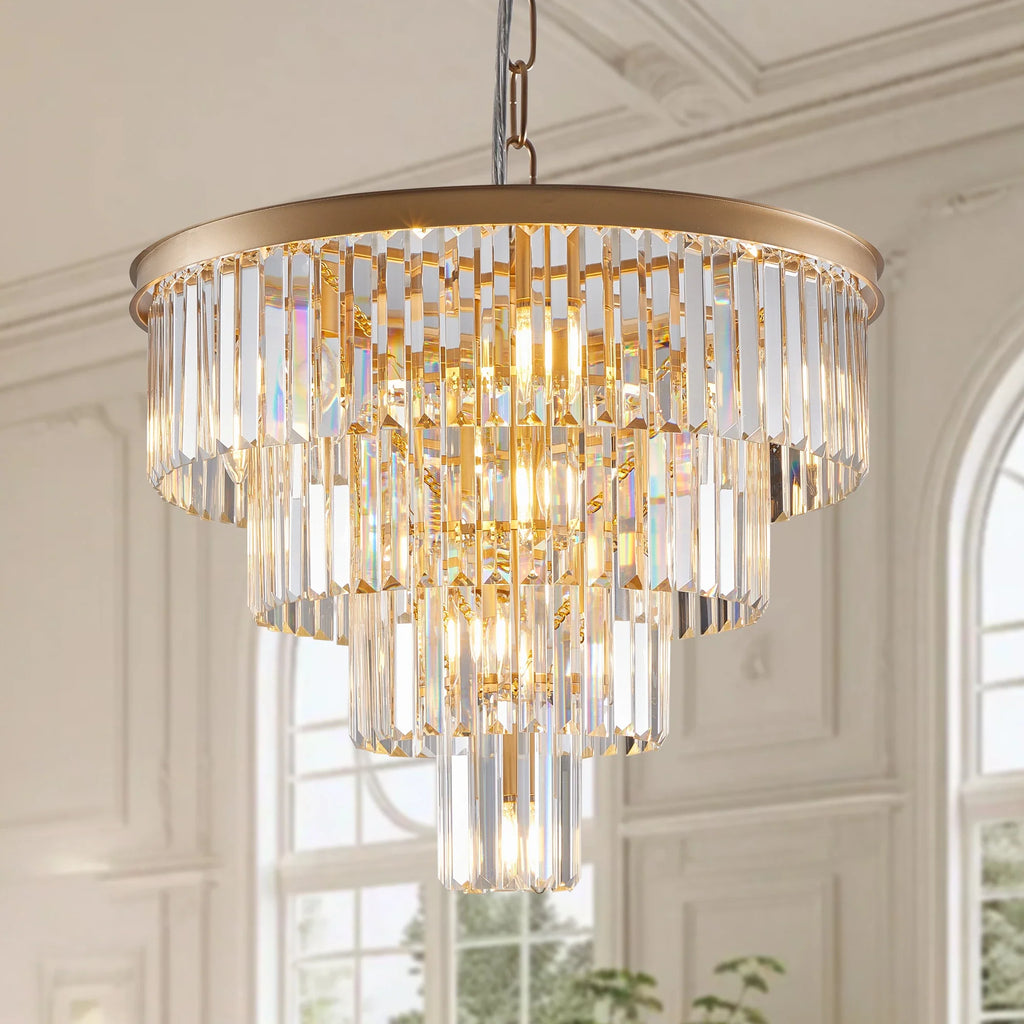 Lustre en cristal Gio 24 po à 4 étages, fini or – vue 3