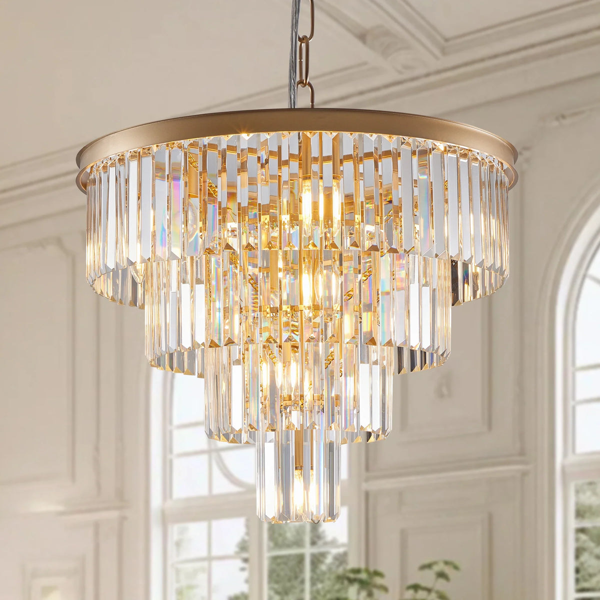 Lustre en cristal Gio 24 po à 4 étages, fini or – vue 3