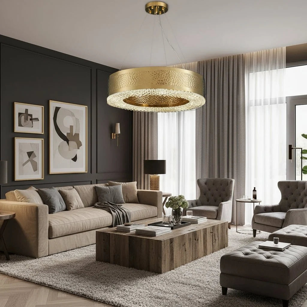 Lustre Alleri en cristal, or martelé – vue 4