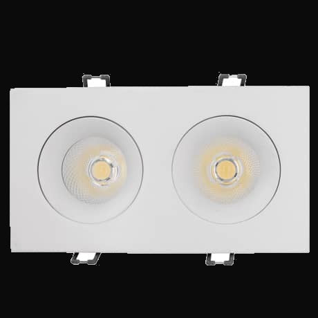 Encastré orientable en retrait combo 3,5 po 24 W (2 têtes) – VO-SP3.5W24-120-D-5WAY-2H WH/BK
