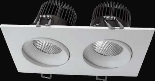 Encastré orientable en retrait 3,5 po 2 têtes 5CCT, blanc