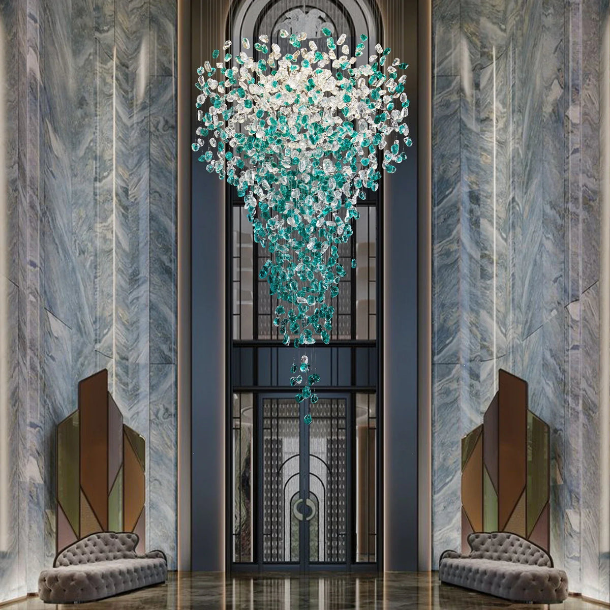 Lustre de hall d'entrée Verde en cristal – vue 2