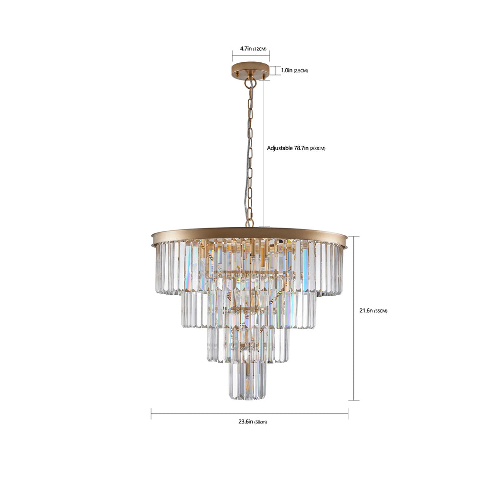 Lustre en cristal Gio 24 po à 4 étages, fini or – vue 4