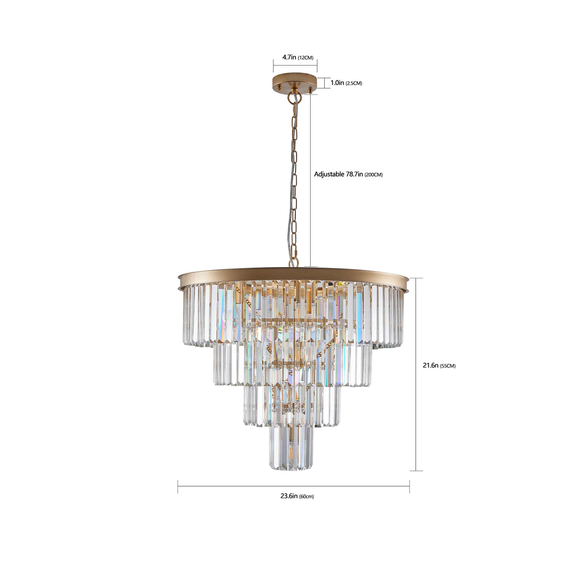 Lustre en cristal Gio 24 po à 4 étages, fini or – vue 4