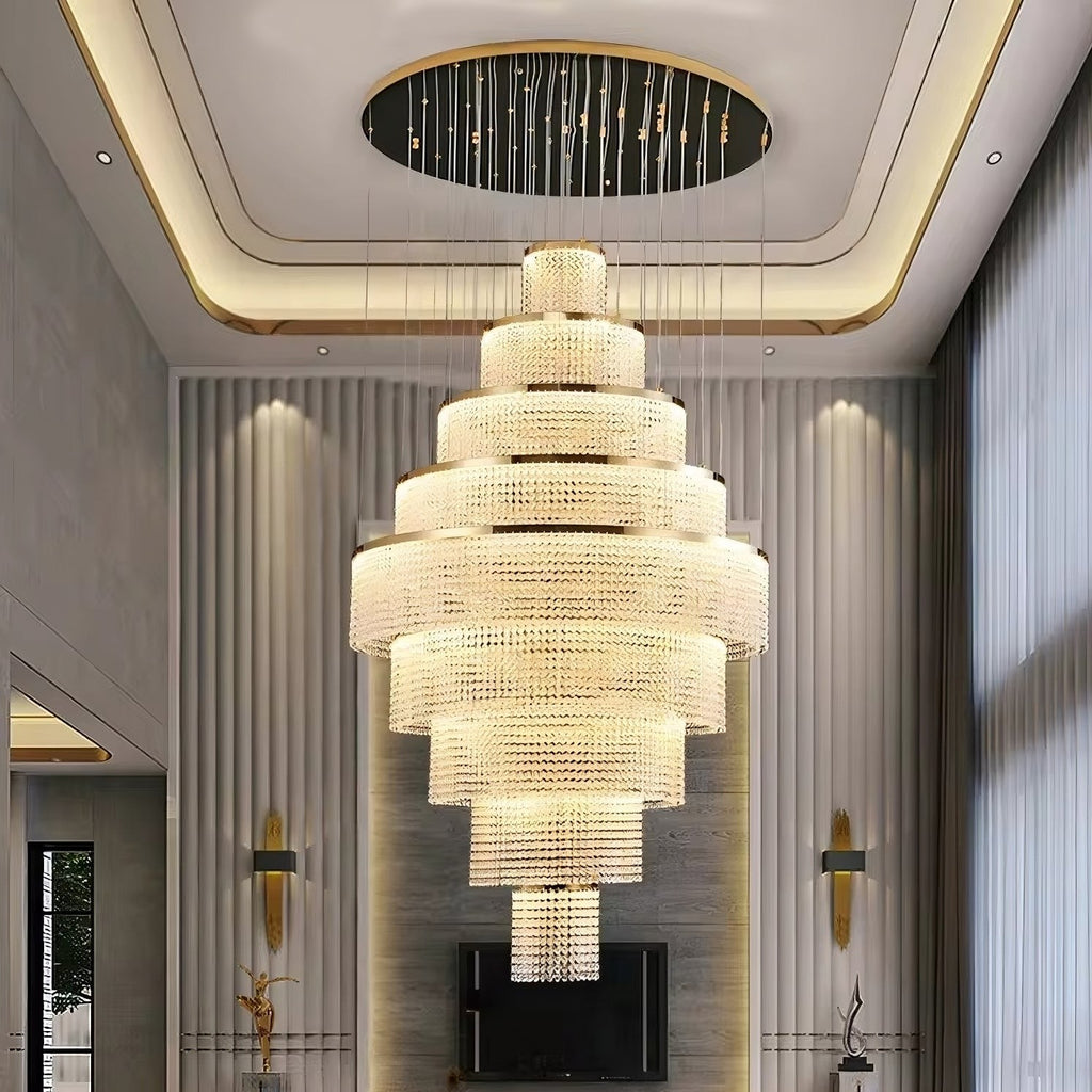 Grand lustre Alleri en cristal pour escalier