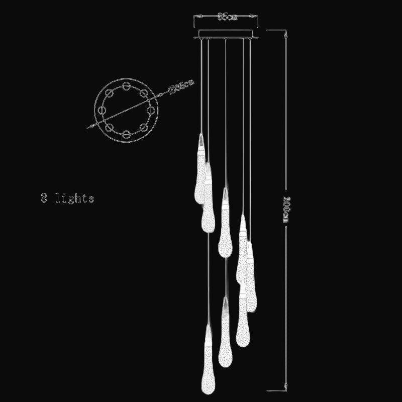 Lustre suspendu en cristal design goutte d'eau