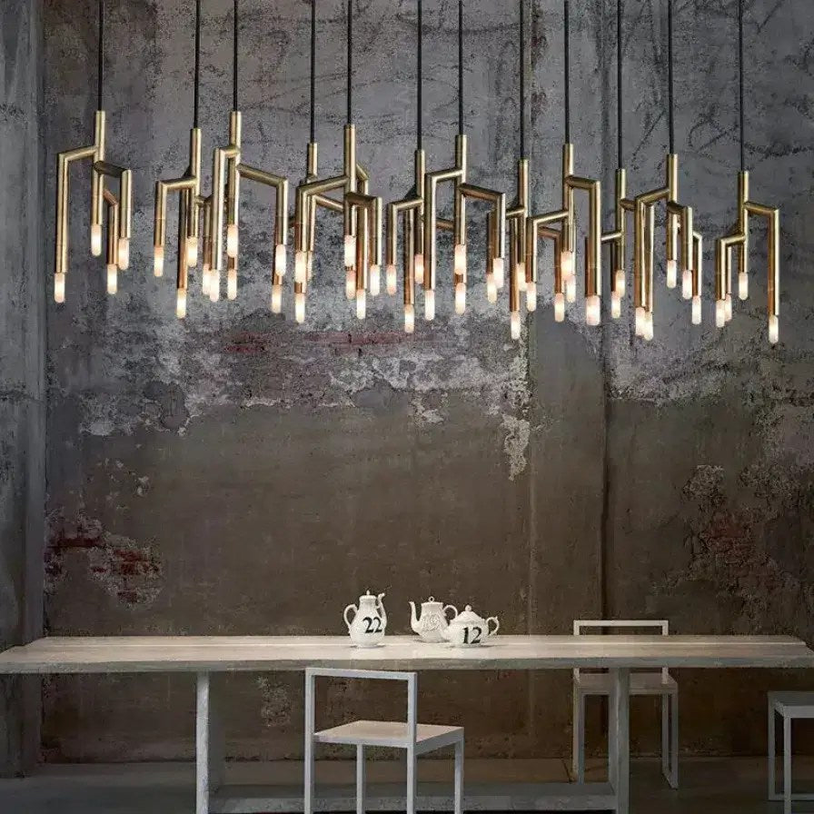 Lustre de salle à manger 48 lumières en acier inoxydable