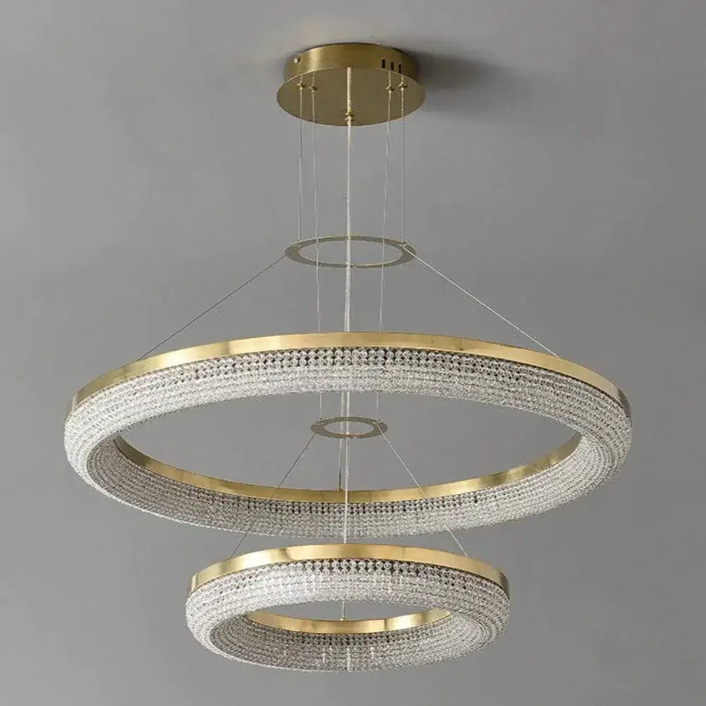 Lustre Bergamo en cristal double anneau – vue 2