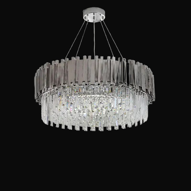 Lustre suspendu Gio en cristal chrome poli, suspension par câble