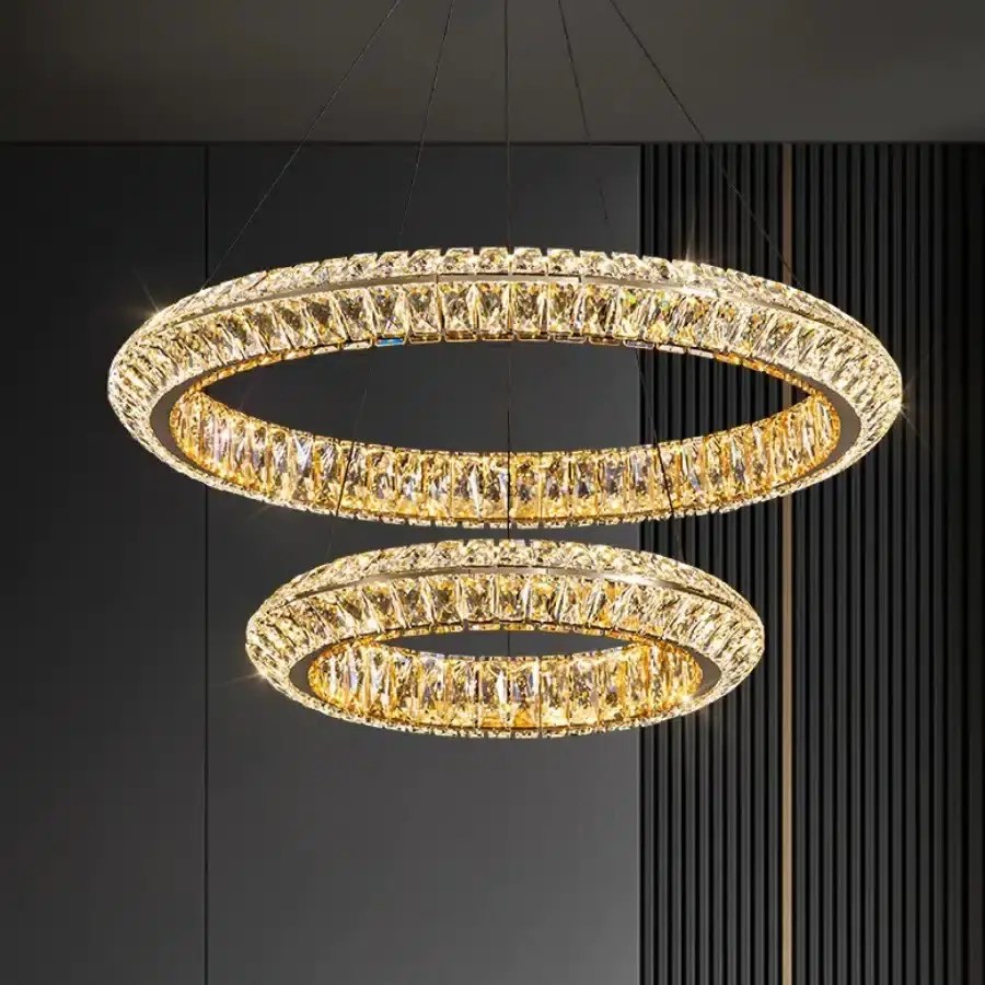 Lustre Bacci en cristal 2 anneaux – vue 2