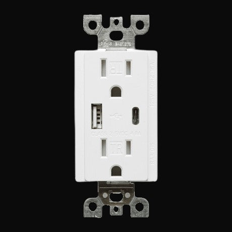Chargeur USB et prise double BAA-015D (blanc ou noir)
