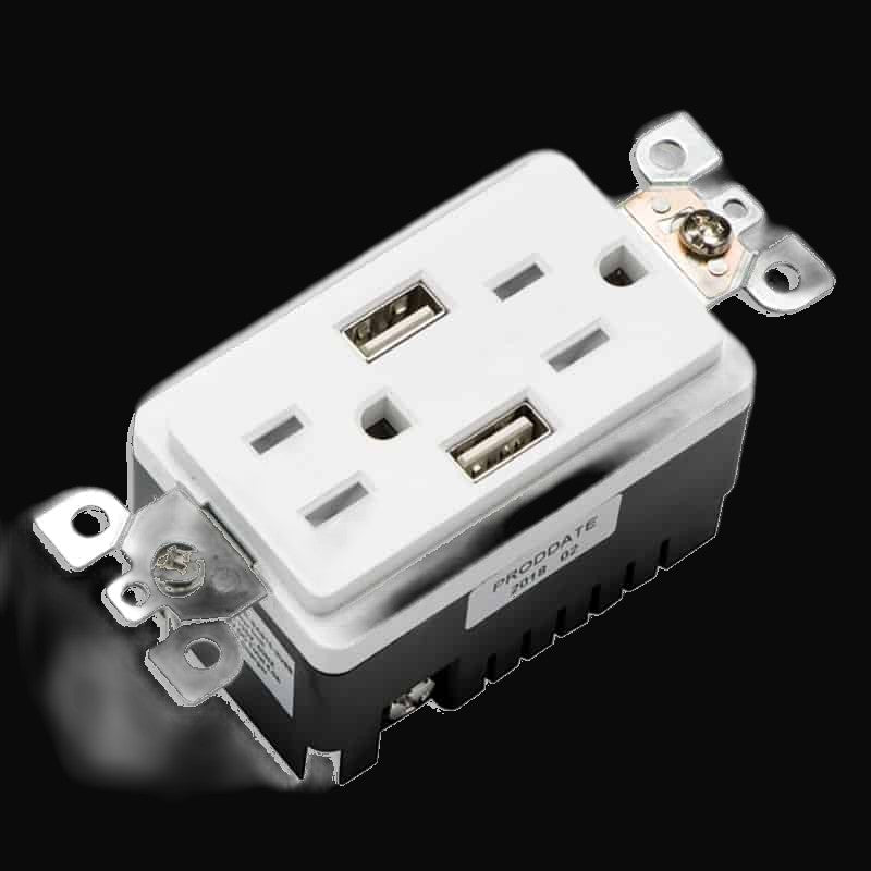 Chargeur USB et prise double – BAA-023D /WH