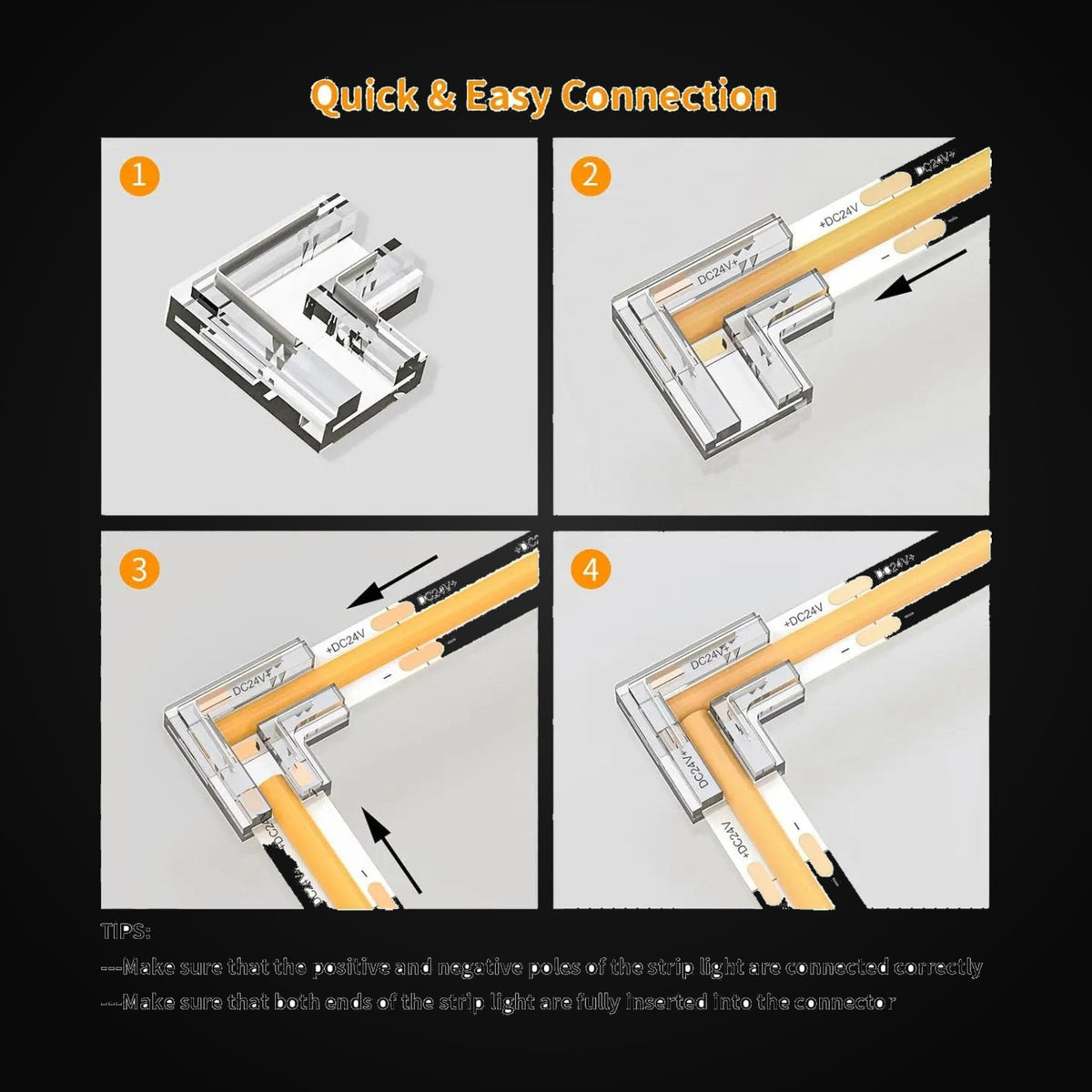 Accessoire ruban COB – connecteur en L 8 mm sans fil