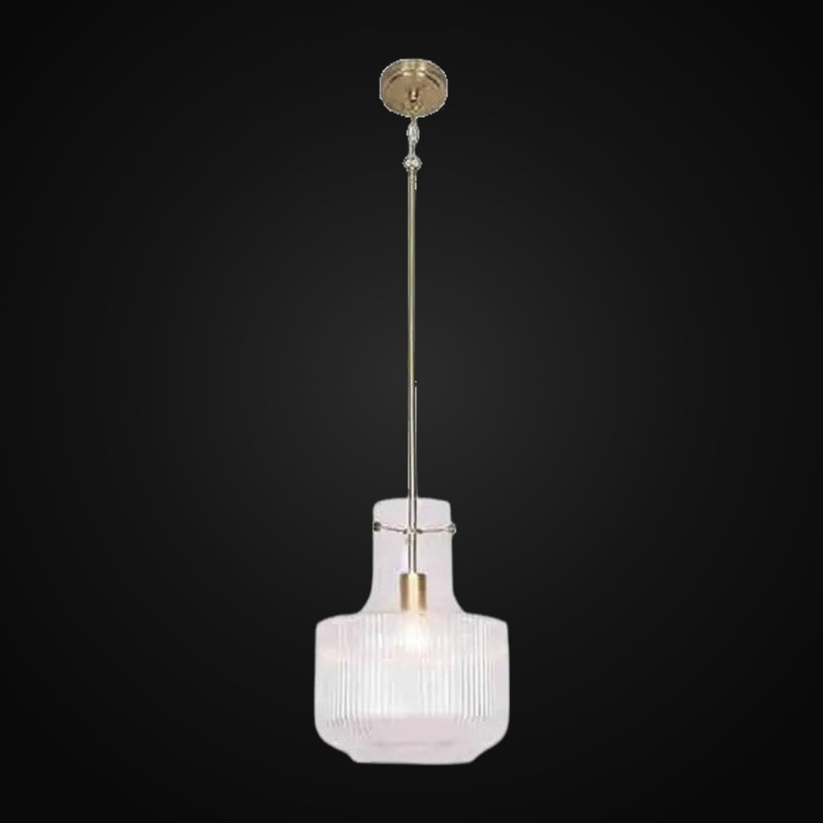 Suspension ajustable en verre gravé – or brossé