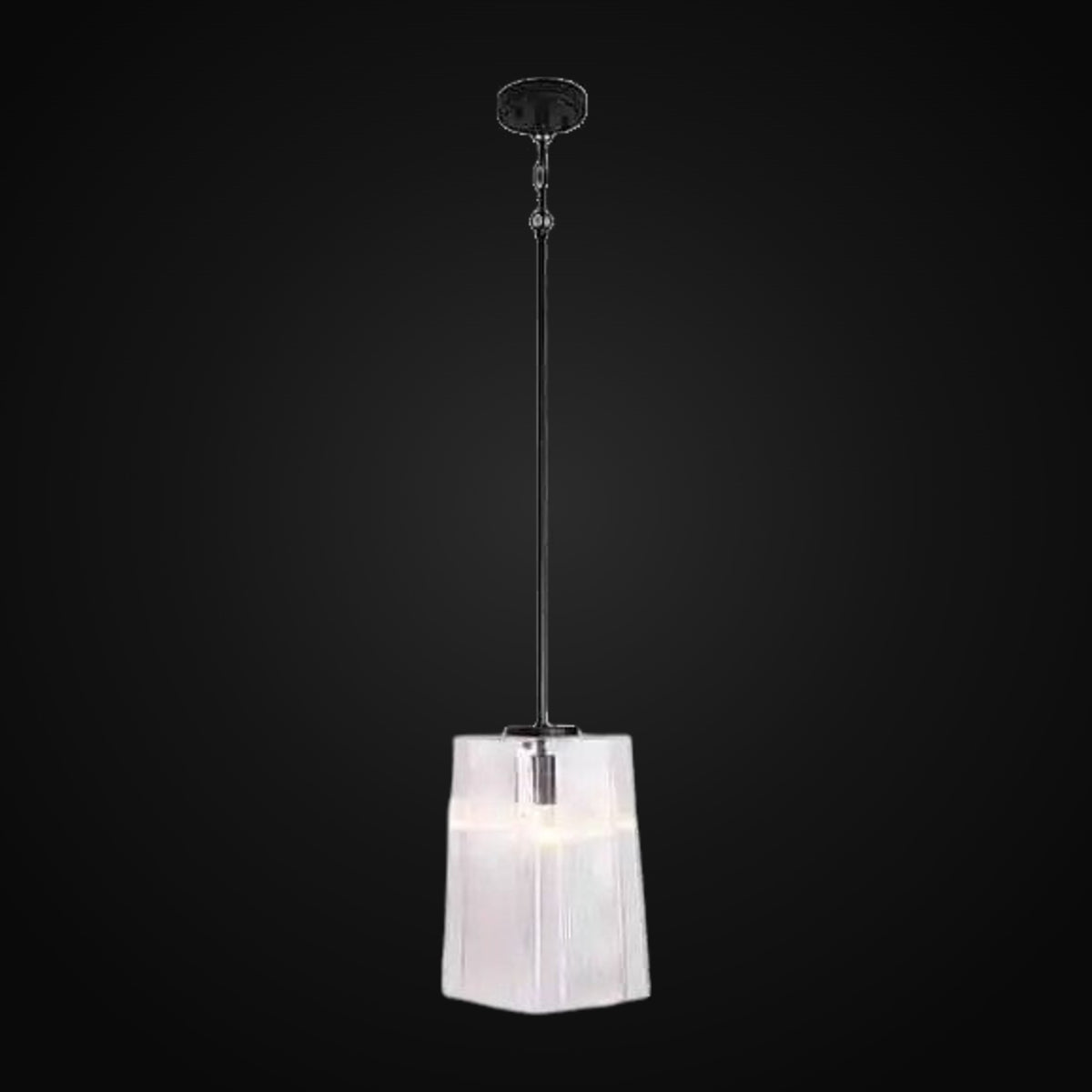Suspension ajustable en verre gravé carré – noir mat