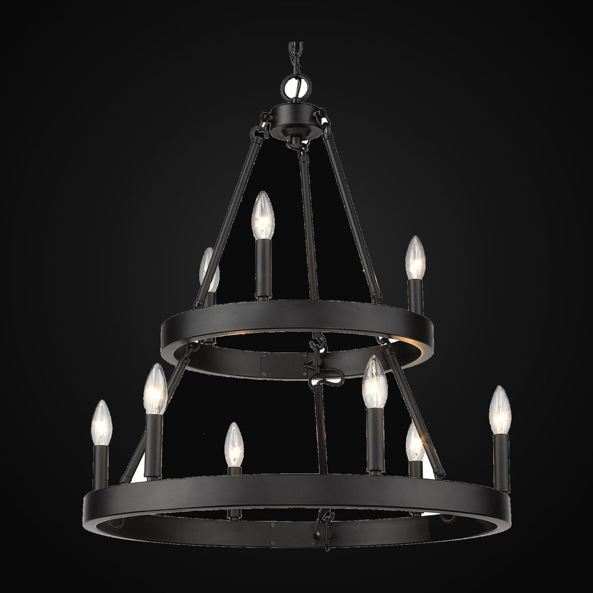 Lustre Alastair 2 étages (3+6 lumières), noir mat