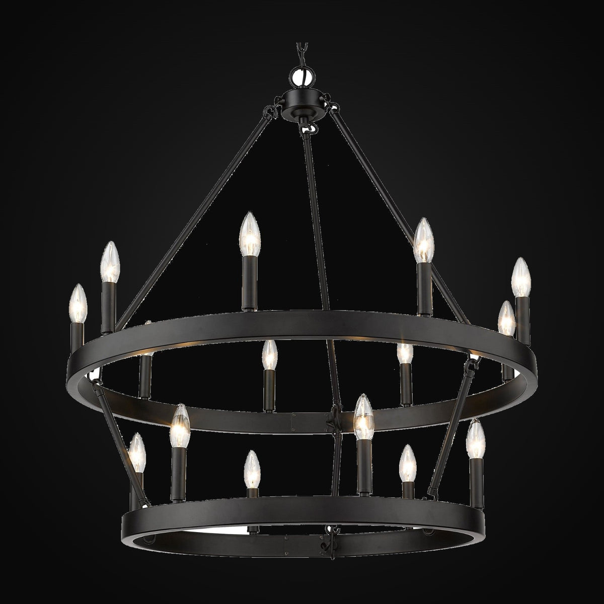Lustre Alastair 2 étages (9+6 lumières), noir mat