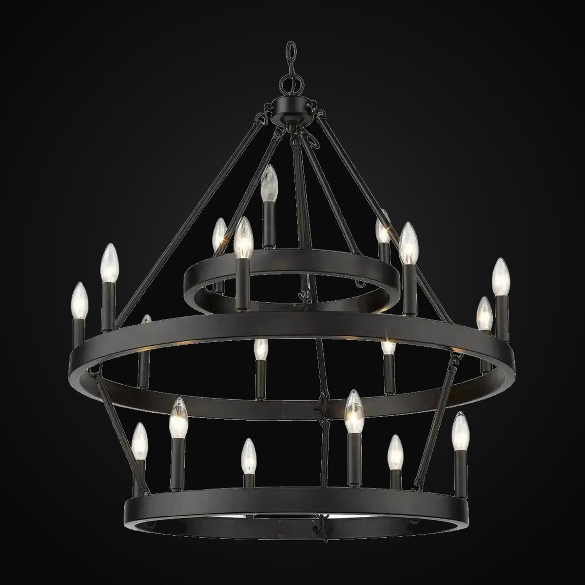 Lustre Alastair 3 étages (3+9+6 lumières), noir mat