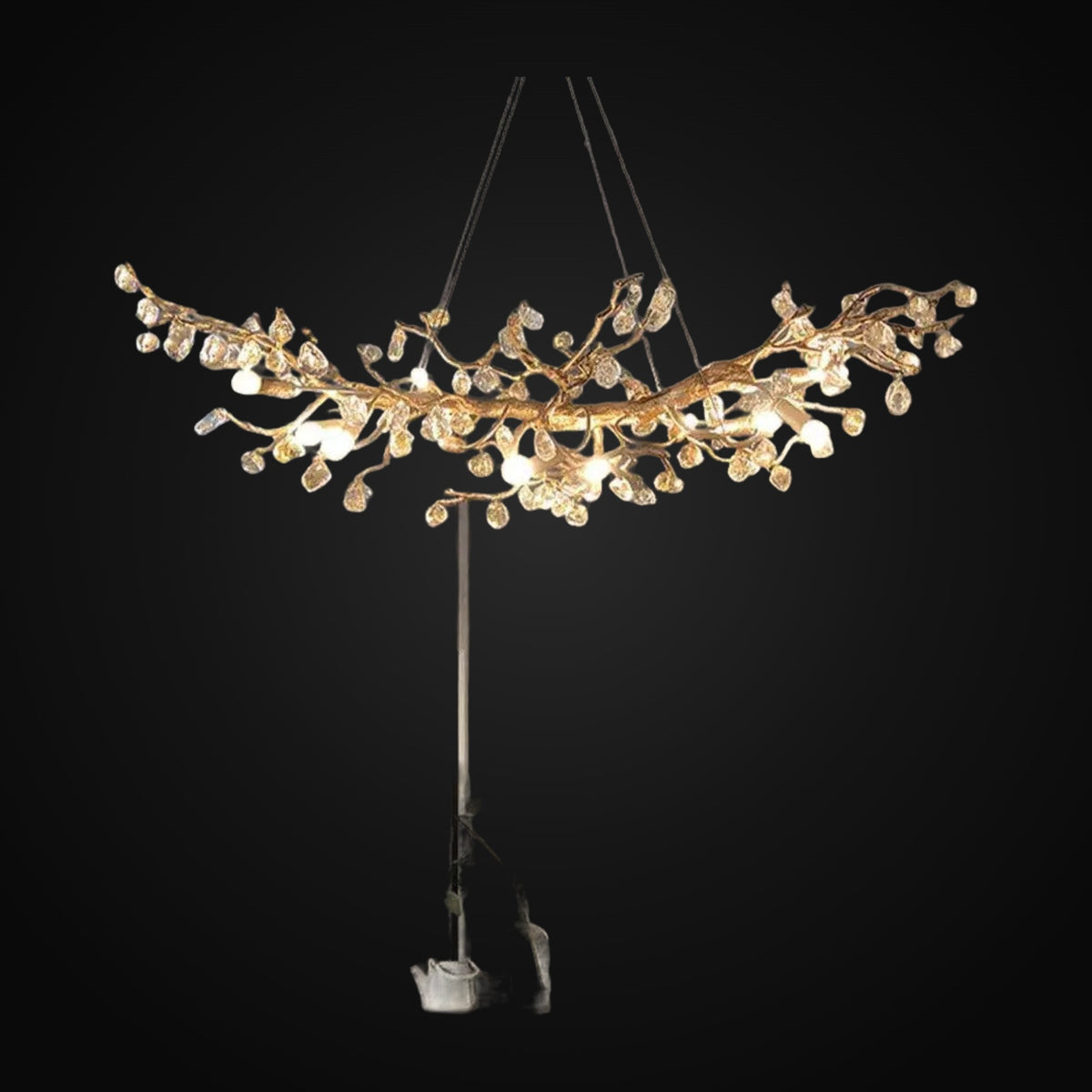 Lustre Albero en cuivre et pierre de cristal naturelle