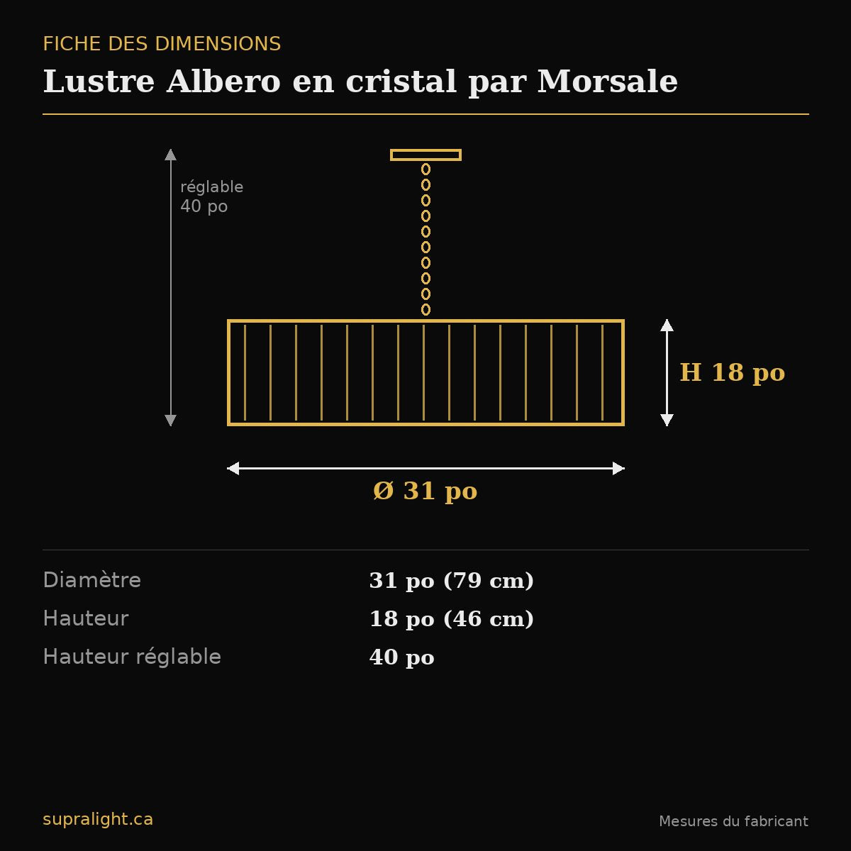 Lustre Albero en cristal par Morsale – dimensions