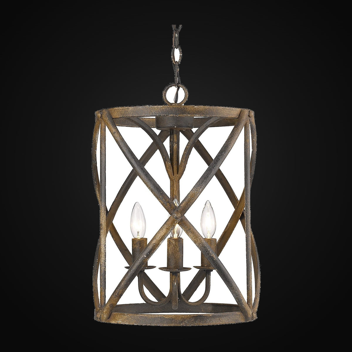 Suspension Alcott 3 lumières, fer noir antique