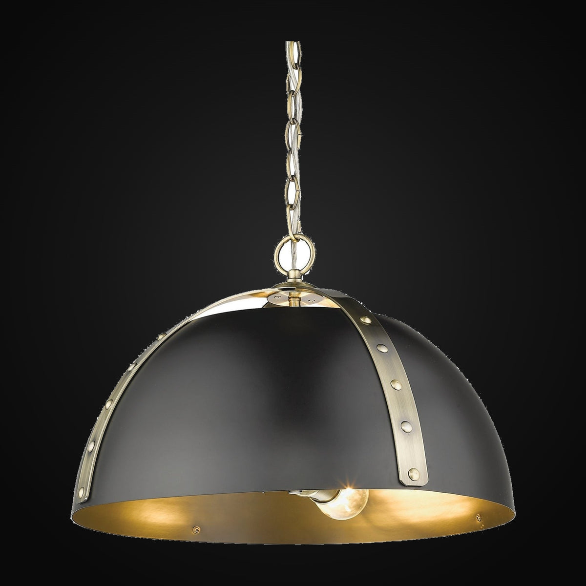 Suspension Aldrich 3 lumières, laiton vieilli